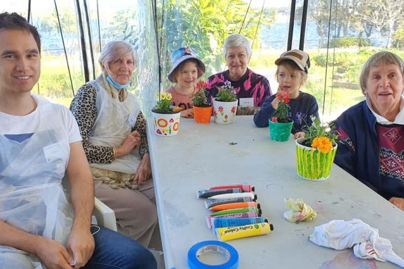 children older people craft community garden